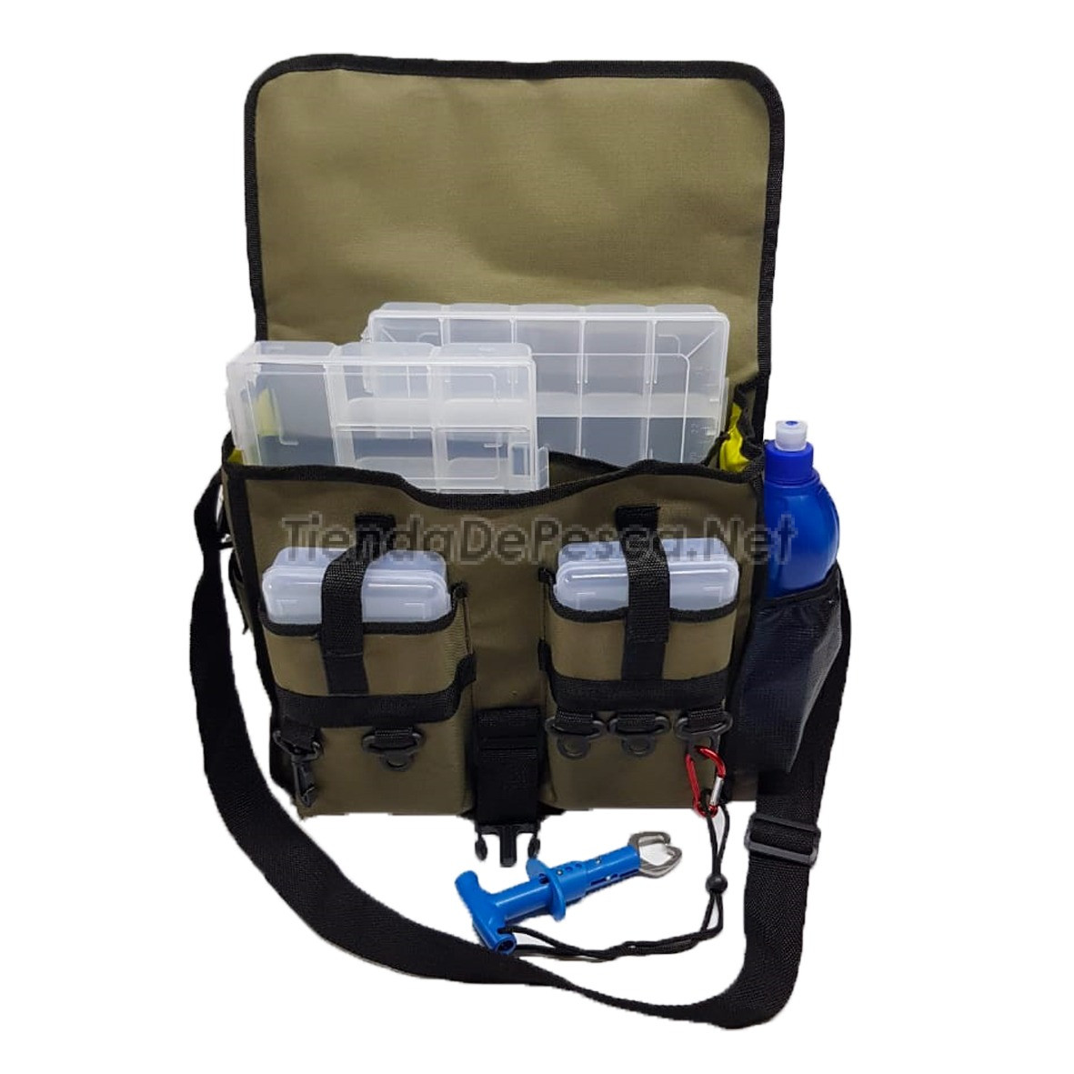 Bolso de Pesca tipo Morral, ideal pesca con señuelos con  Organizadores